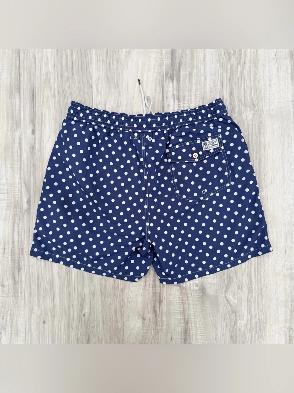 Polo Ralph Lauren navy blue and white polka dot swim short